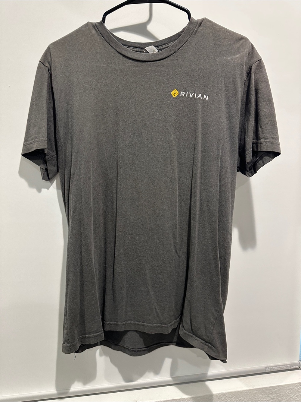 Rivian Men's Crew Neck T-Shirt - Charcoal with Yellow Logo